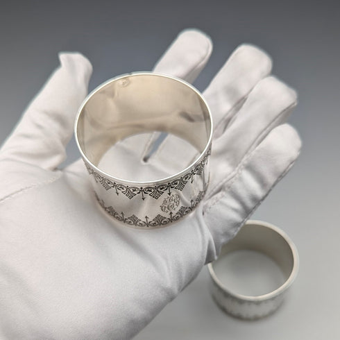 フランスアンティーク 950純銀製 ナプキンリング ペア 86g